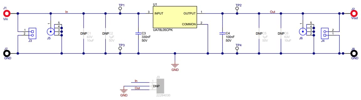 Schaltplan - Texas Instruments UA78LEVM-075 Evaluierungsmodul